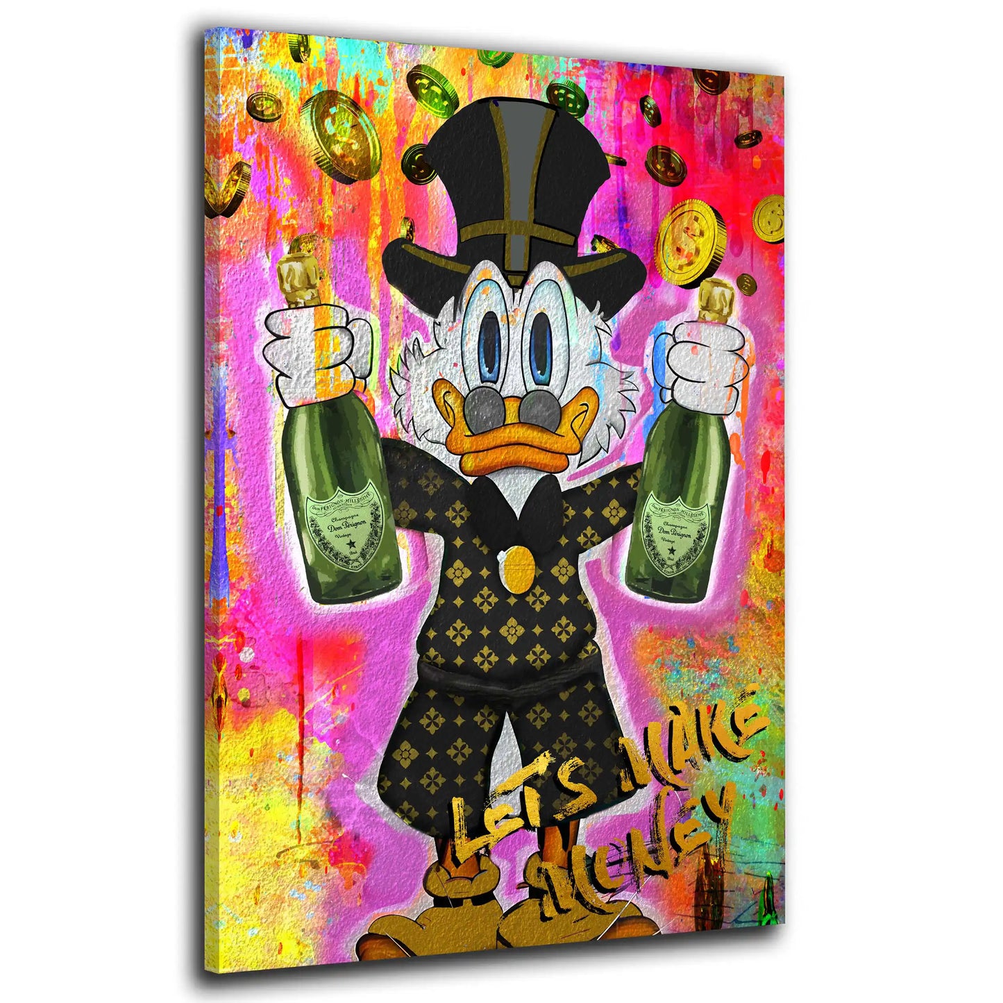 Wandbild Kunstwerk Rich Duck Pop Art Make Money