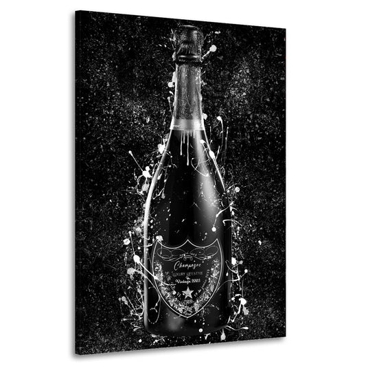 Wandbild Kunstwerk Lifestyle Pop Art Flasche, schwarz & weiß