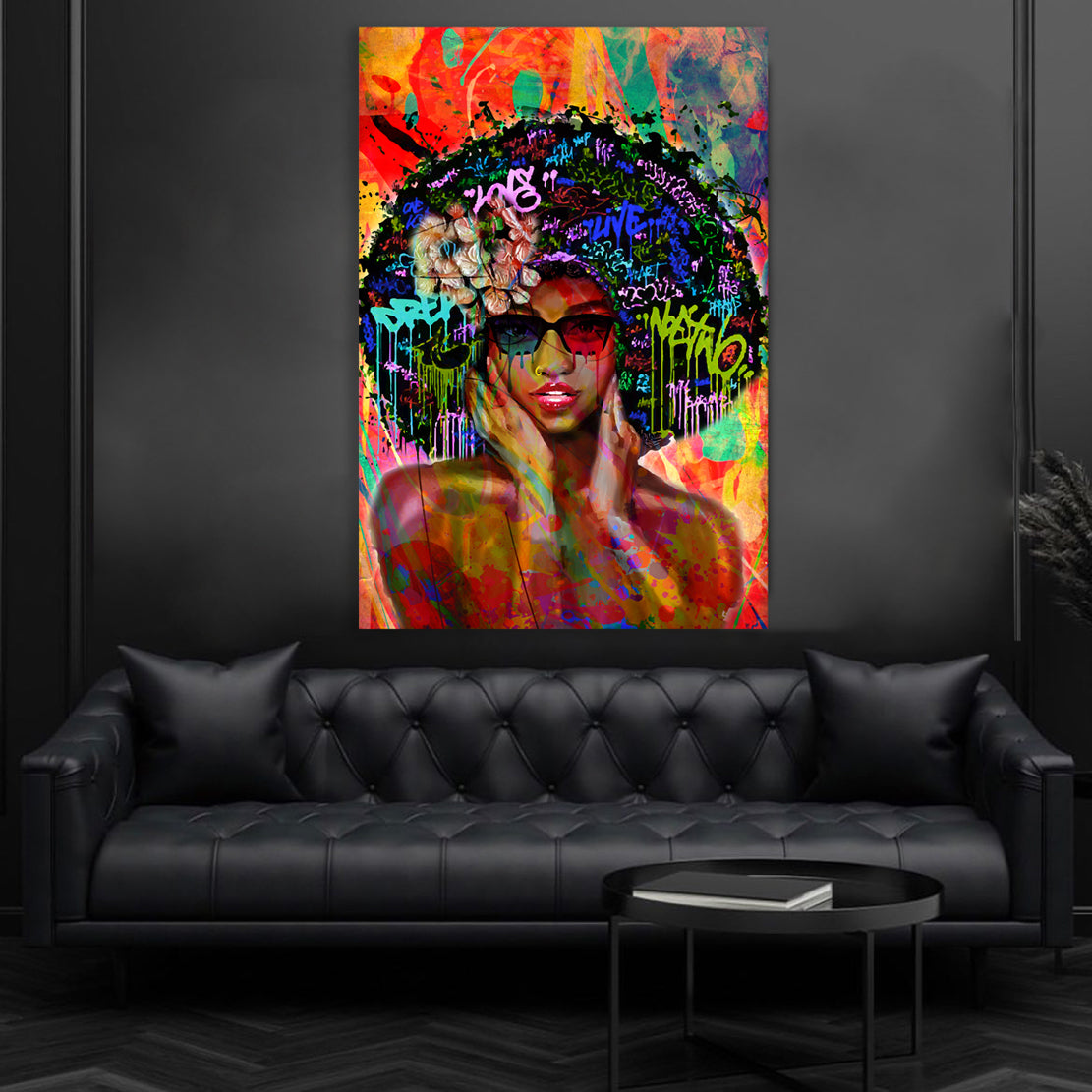 Wandbild Kunstwerk African Woman Pop Art