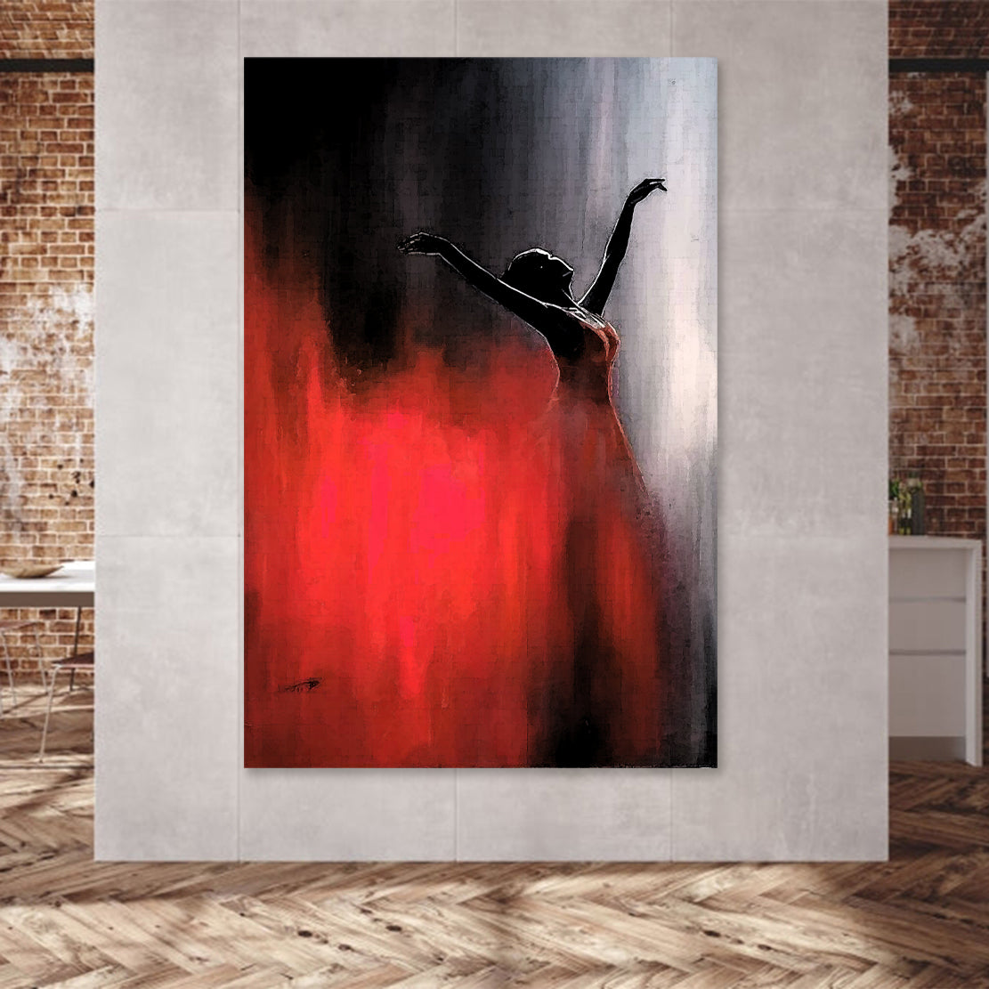 Wandbild Kunstwerk Ballerina Kleid Abstract