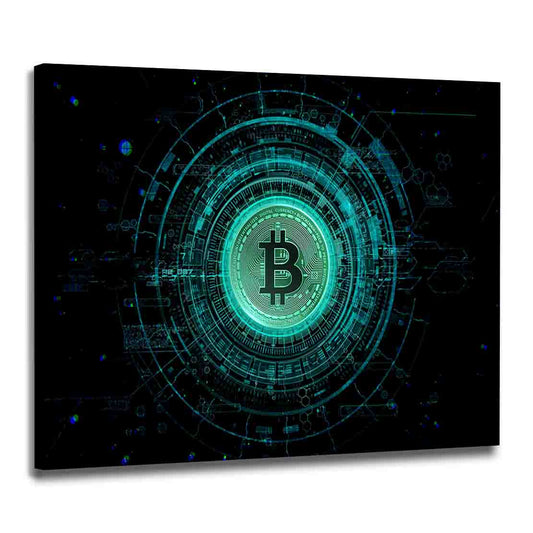 Wandbild Kunstwerk Bitcoin Dark Style, Kryptowährung, Trading & Börse