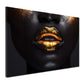 Wandbild Kunstwerk Black Women sinnliche Lippen in Gold