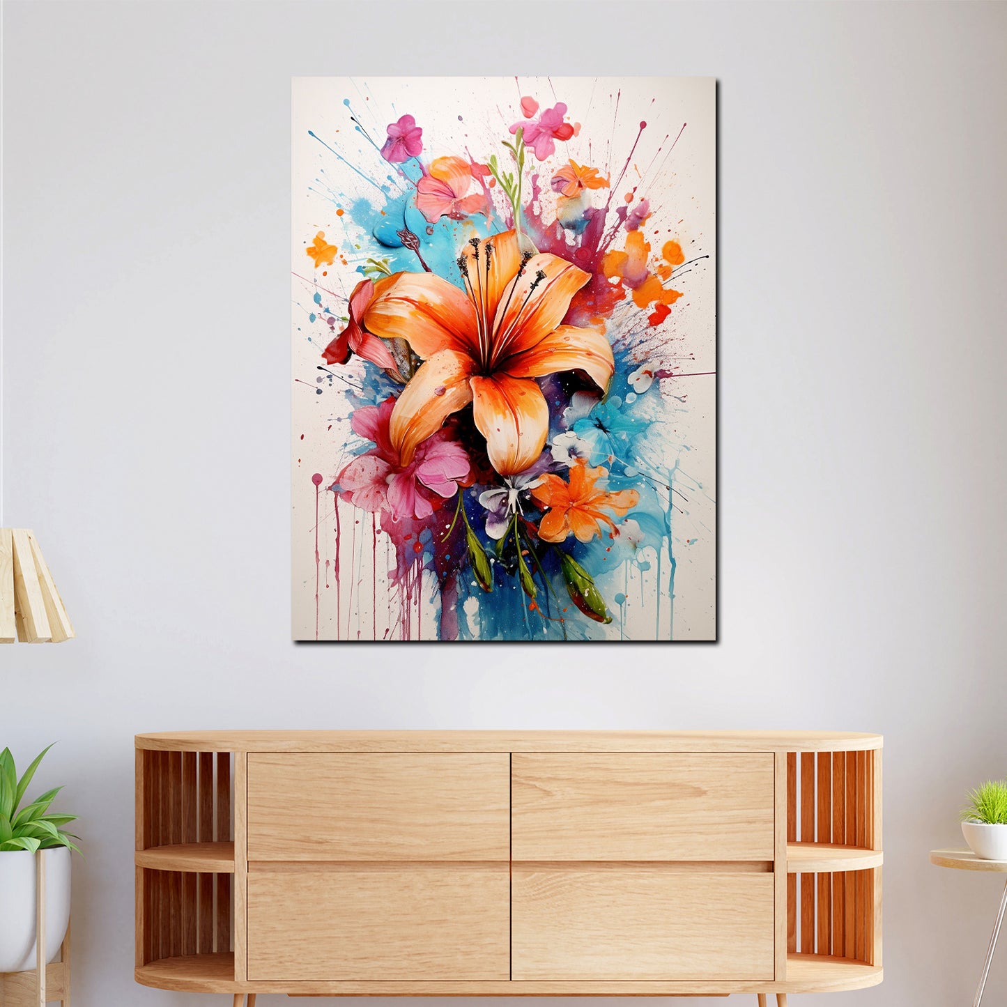 Wandbild Kunstwerk Blumen Abstract Splash