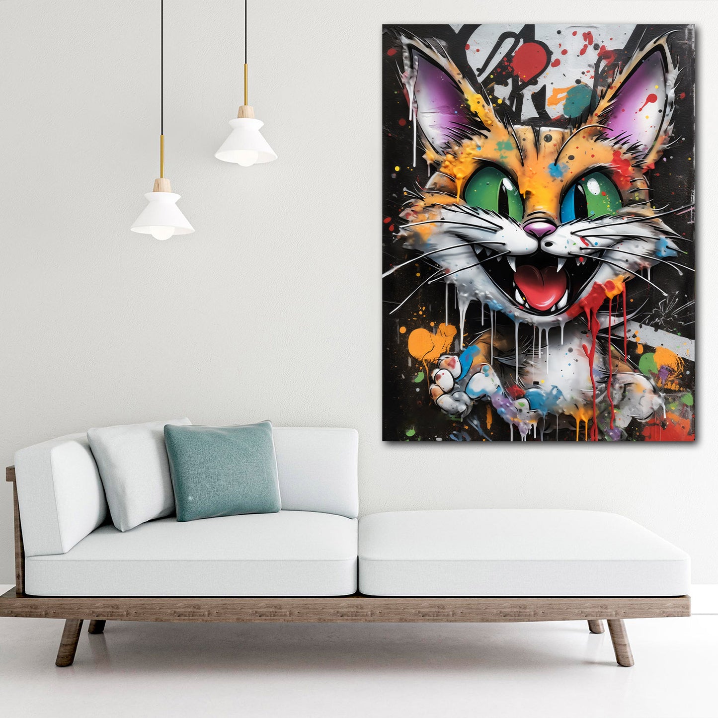 Wandbild Kunstwerk Cat Pop Art Style