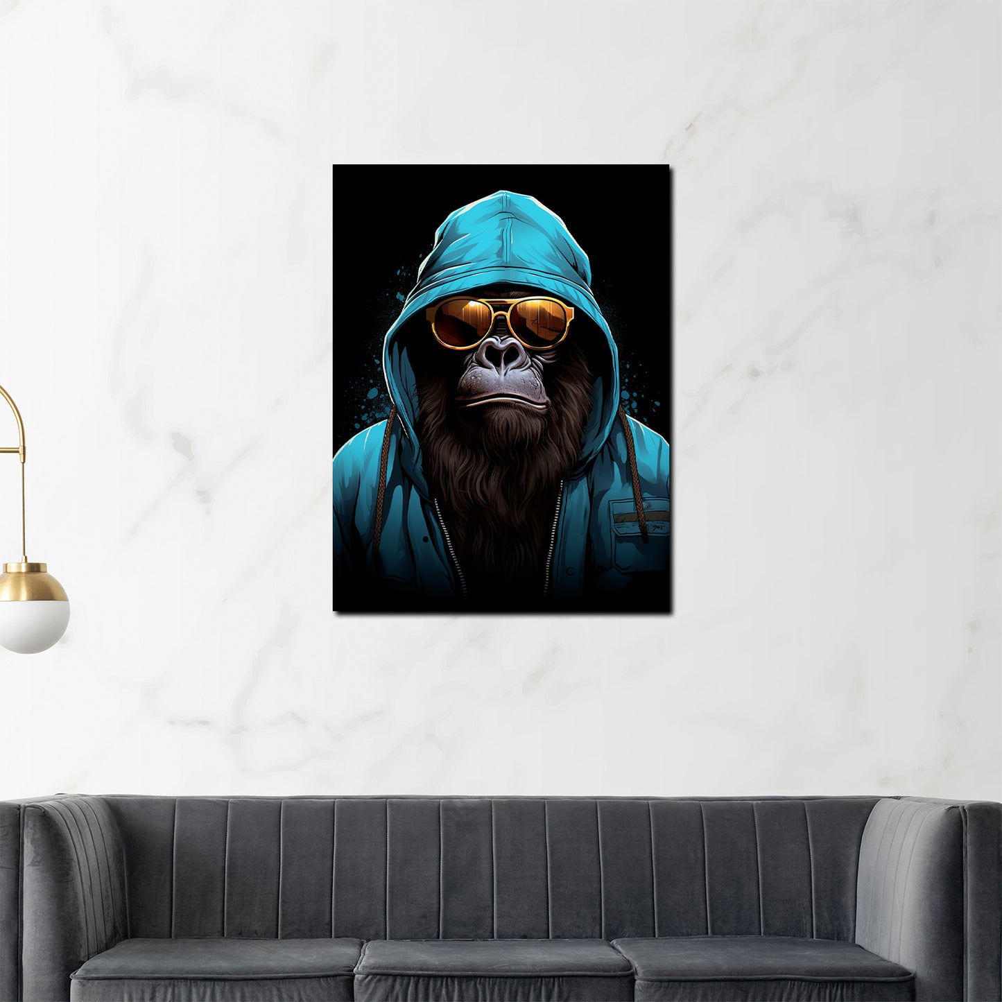 Wandbild Kunstwerk Cool Gorilla mit Hoodie