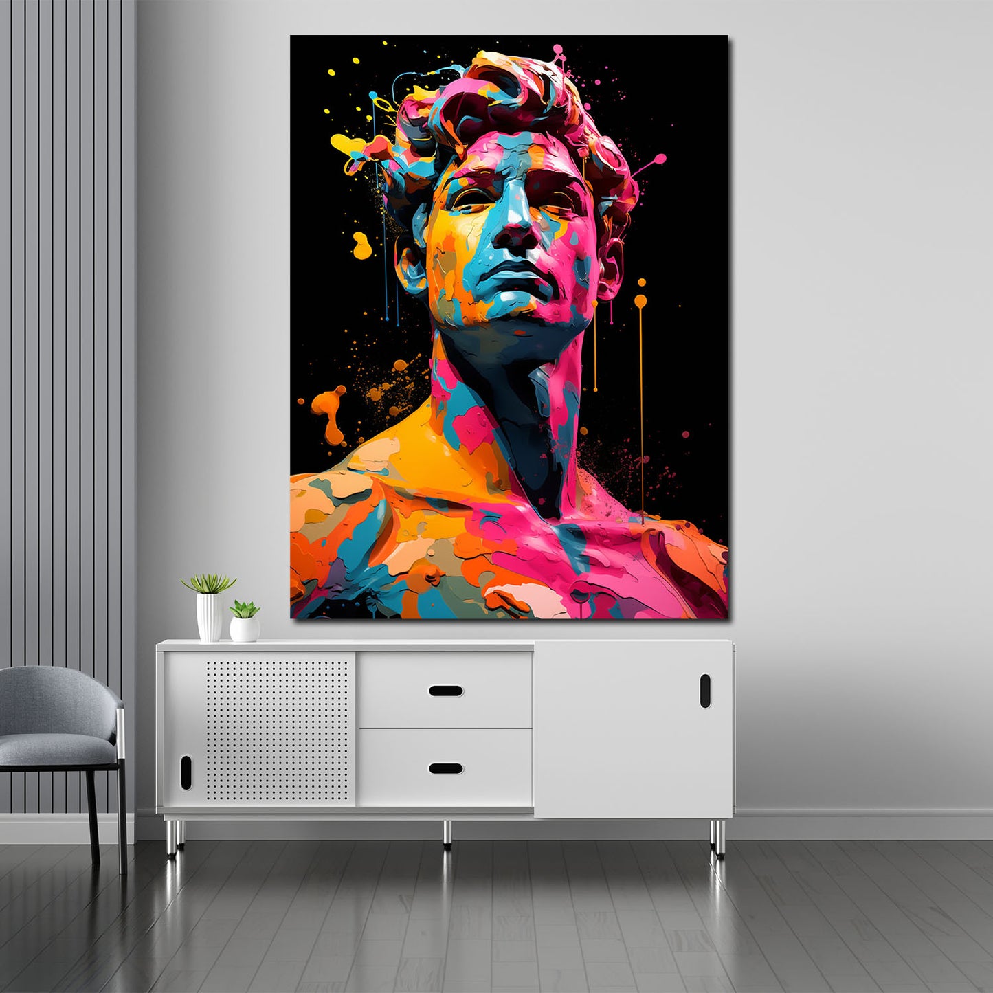 Wandbild Kunstwerk David Colour Pop Art