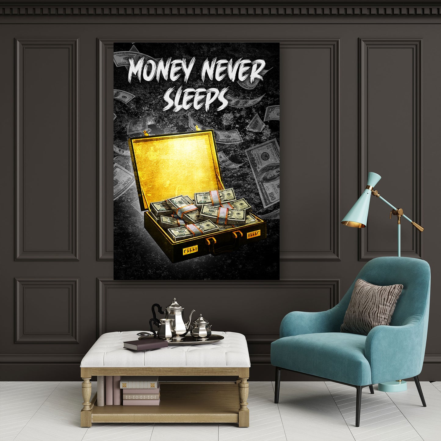 Wandbild Kunstwerk Dollar Motivation Geld und Erfolg