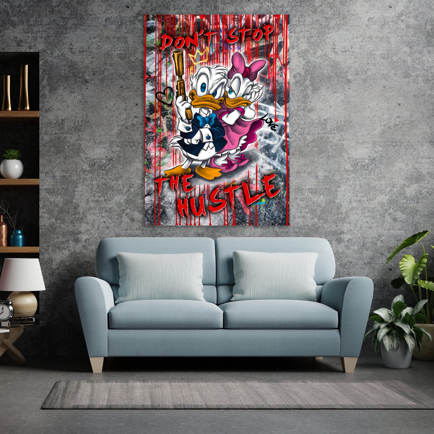 Wandbild Kunstwerk Duck Hustle Pop Art Style