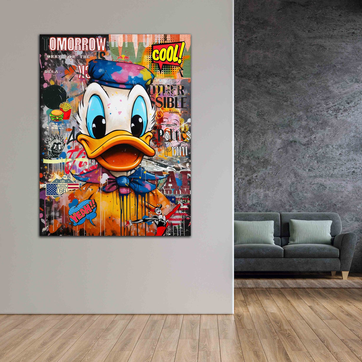 Wandbild Kunstwerk Duck Pop Art Style