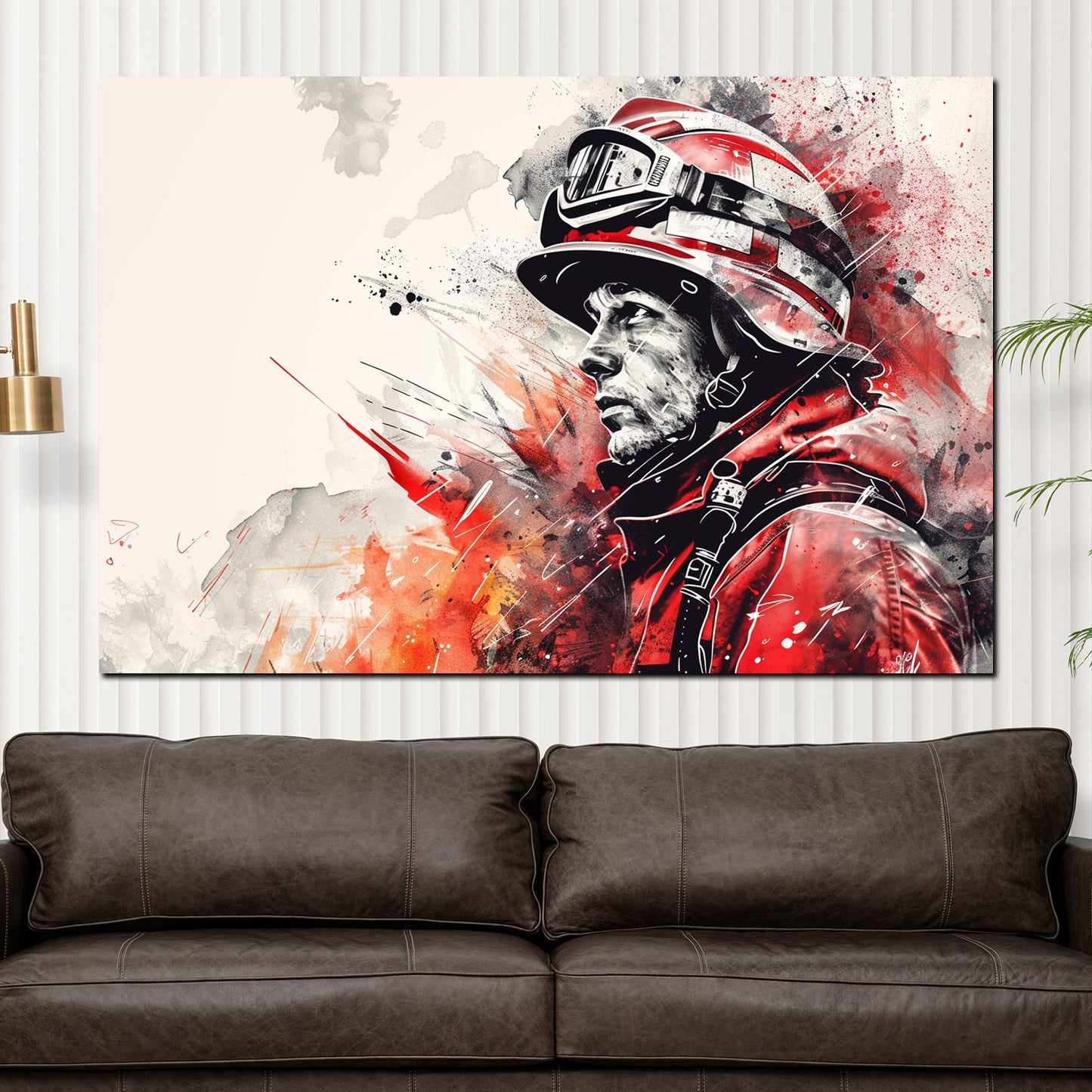 Wandbild Kunstwerk Feuerwehrmann red style