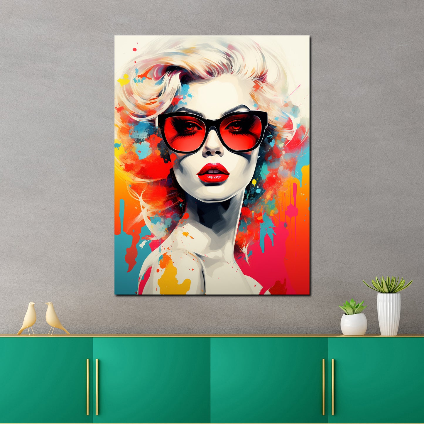 Wandbild Kunstwerk Frau Pop Art modern Splash Retro