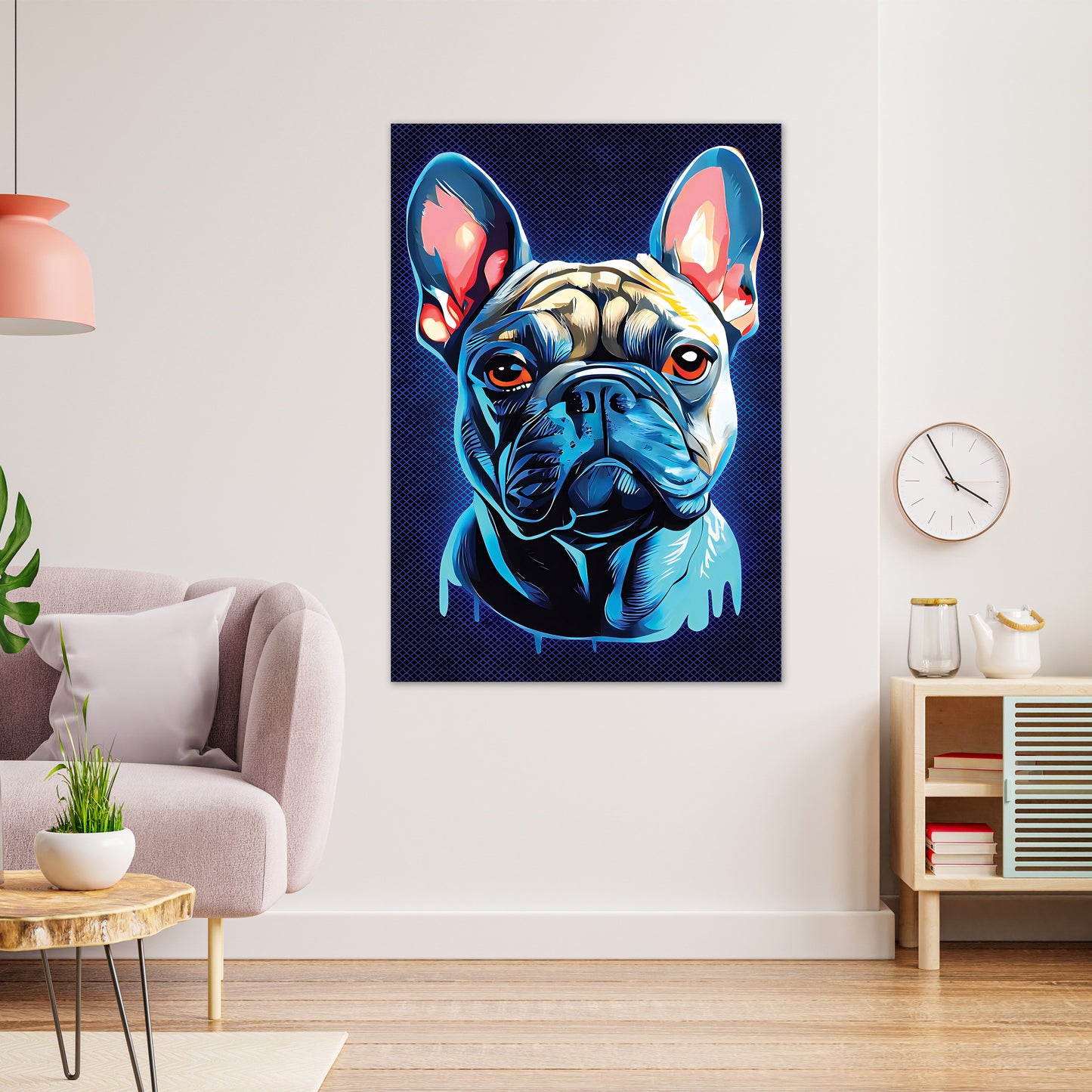 Wandbild Kunstwerk French Bulldog Blue Style