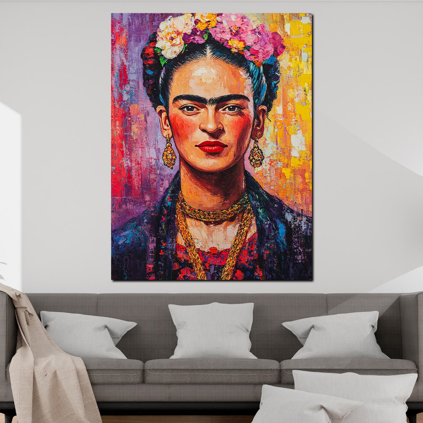 Wandbild Kunstwerk Frida Kahlo farbenfroh Pop Art Stil