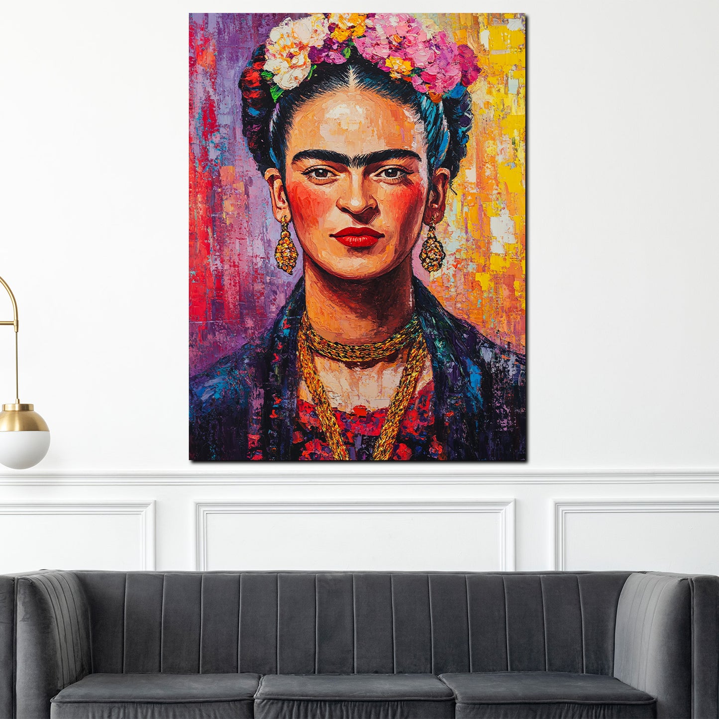 Wandbild Kunstwerk Frida Kahlo farbenfroh Pop Art Stil