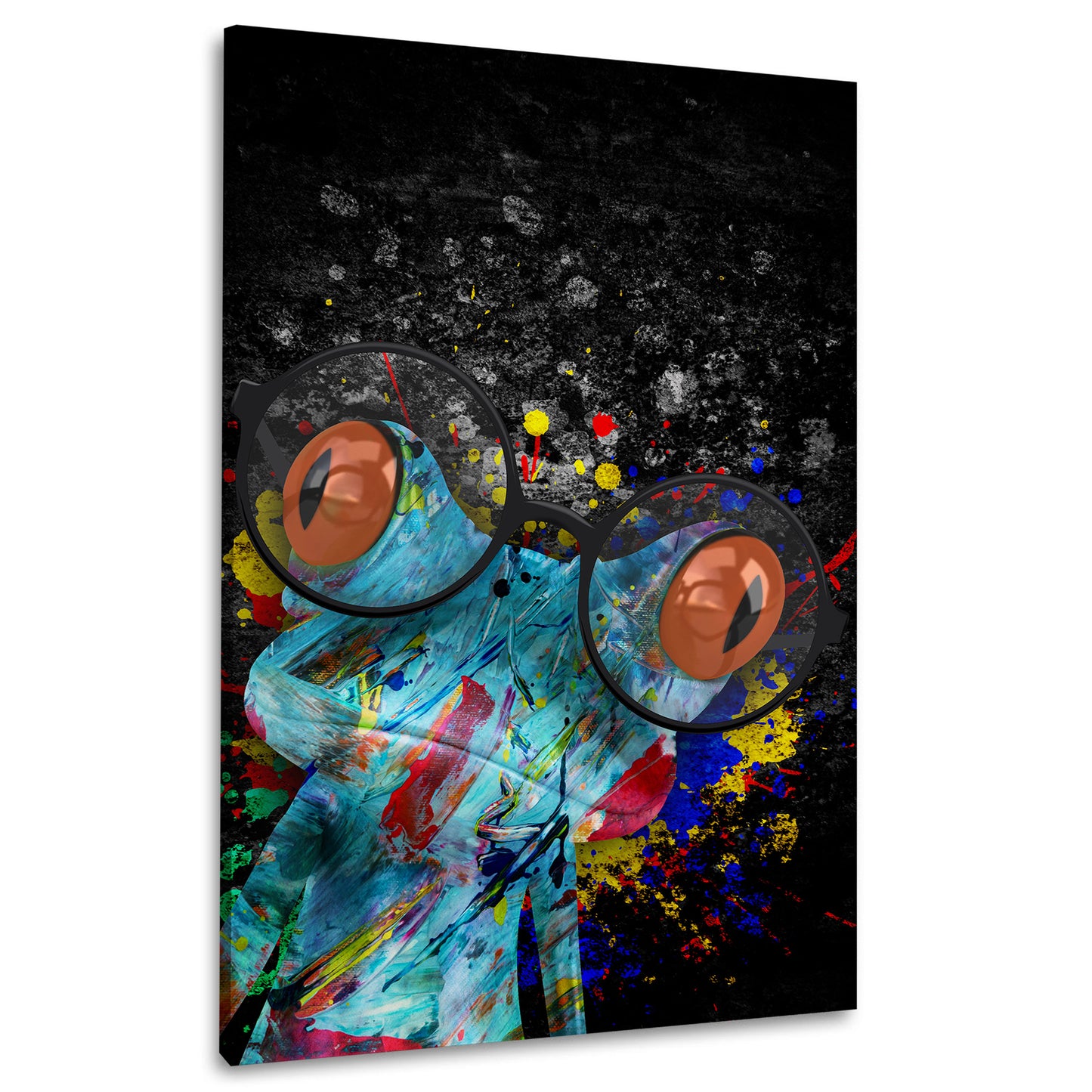 Wandbild Kunstwerk Frosch mit Brille Pop Art