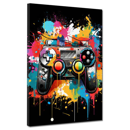 Wandbild Kunstwerk Gamepad Controller Pop Art Splash