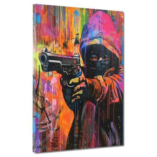 Wandbild Kunstwerk Gangster Pop Art Gun Style