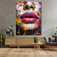 Wandbild Kunstwerk Gesicht & Lippen Pop Art Splatter, Frau