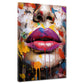 Wandbild Kunstwerk Gesicht & Lippen Pop Art Splatter, Frau