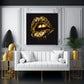 Wandbild Kunstwerk Goldene Lippen mit edlem Muster und Stil