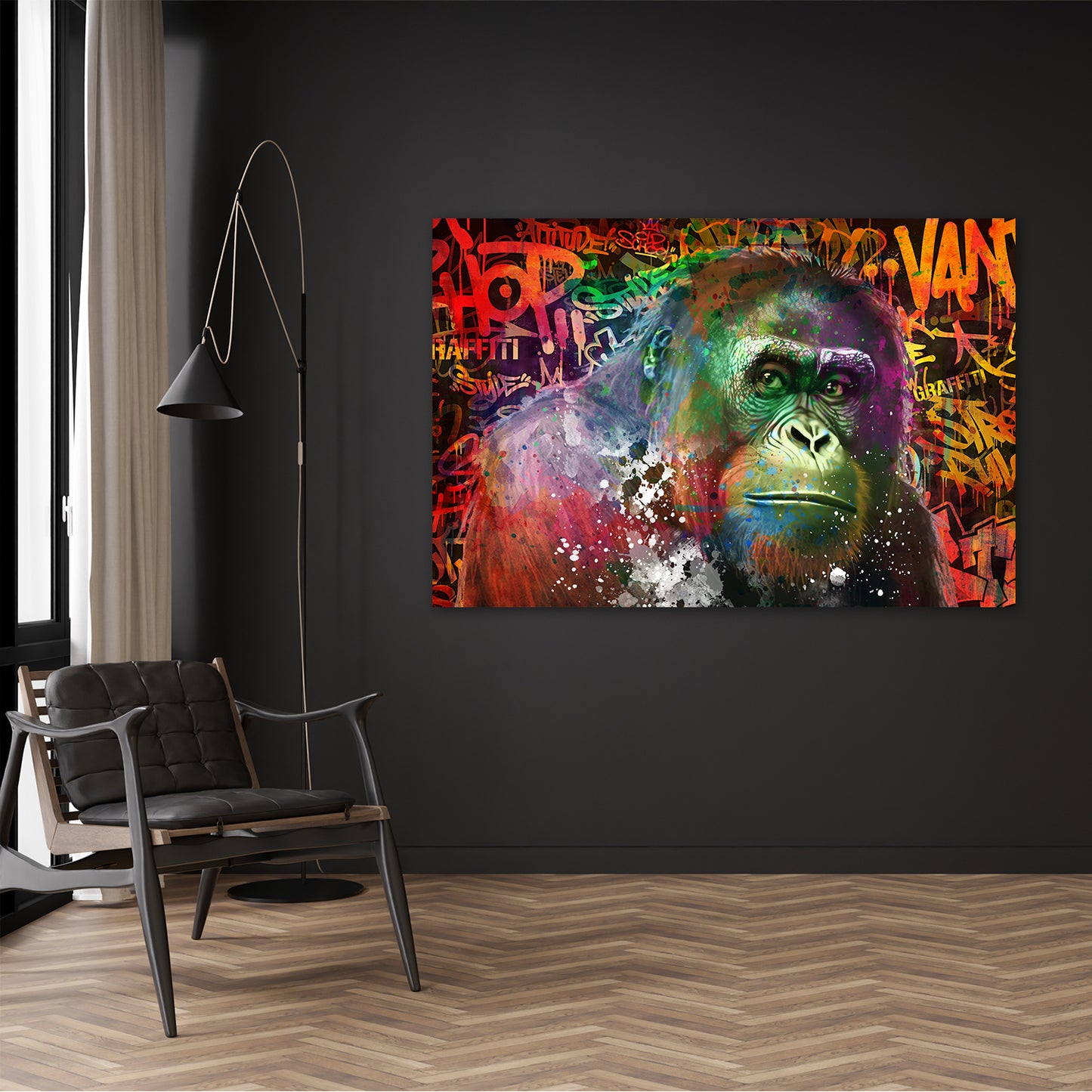 Wandbild Kunstwerk Gorilla Street Art Colour