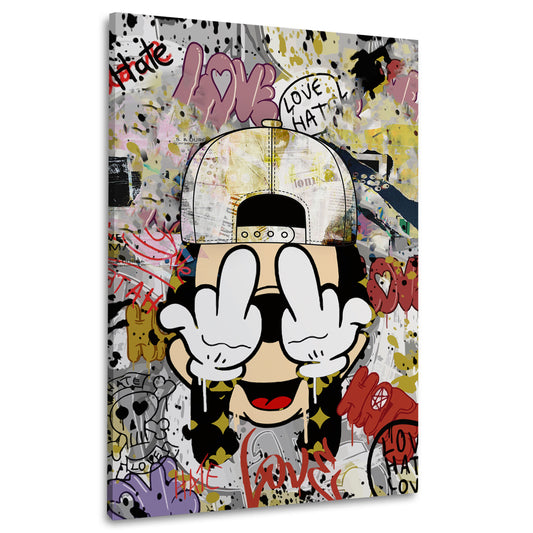 Wandbild Kunstwerk Graffiti Maus Pop Art Street Art Love und Hate