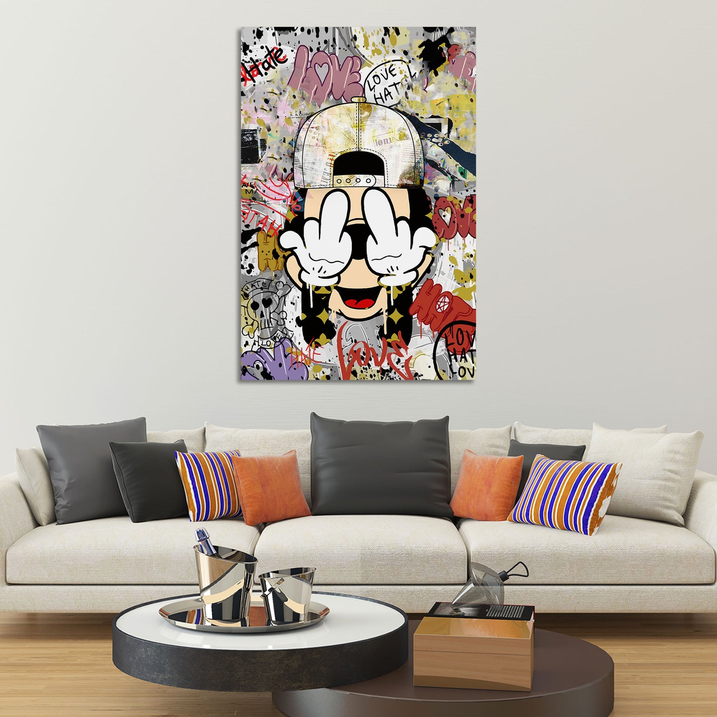 Wandbild Kunstwerk Graffiti Maus Pop Art Street Art Love und Hate