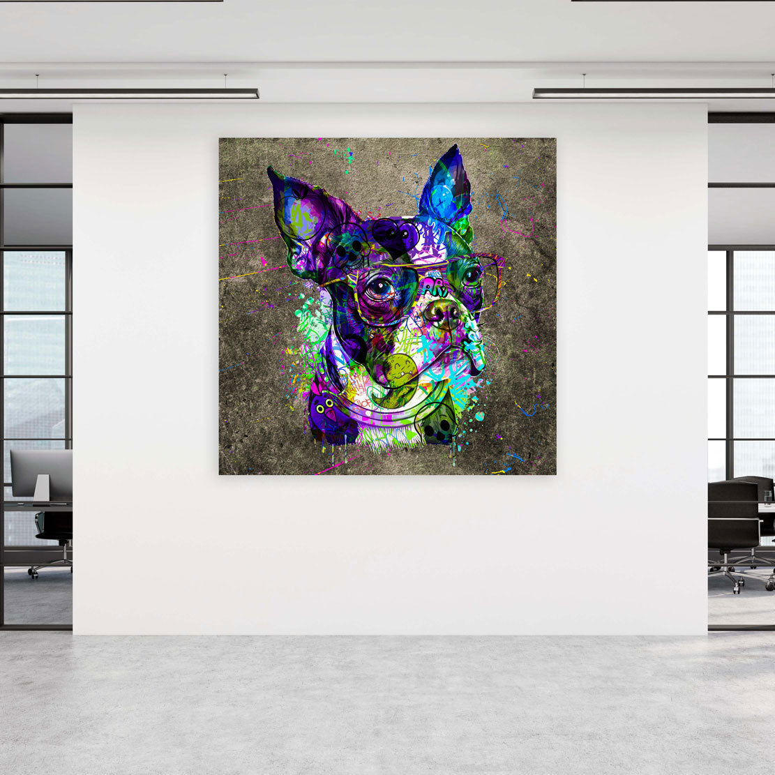 Wandbild Kunstwerk Graffiti Pop Art Französische Bulldogge Abstract Style