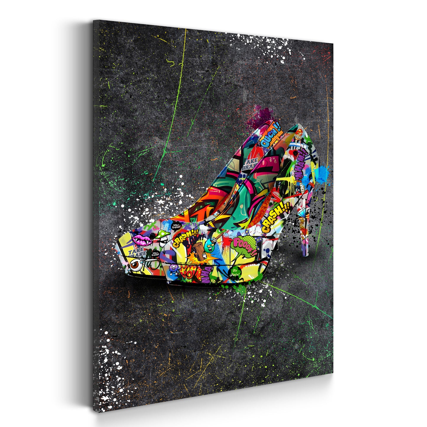 Wandbild Kunstwerk Graffiti Damenschuh