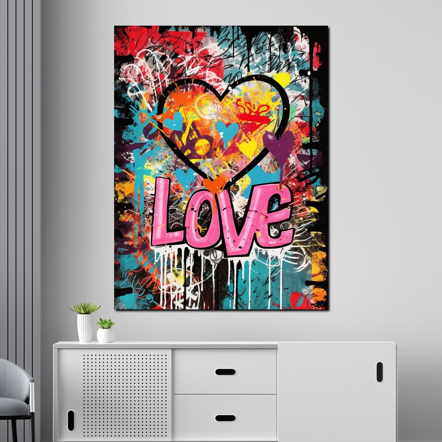 Wandbild Kunstwerk Graffiti Style Herz LOVE