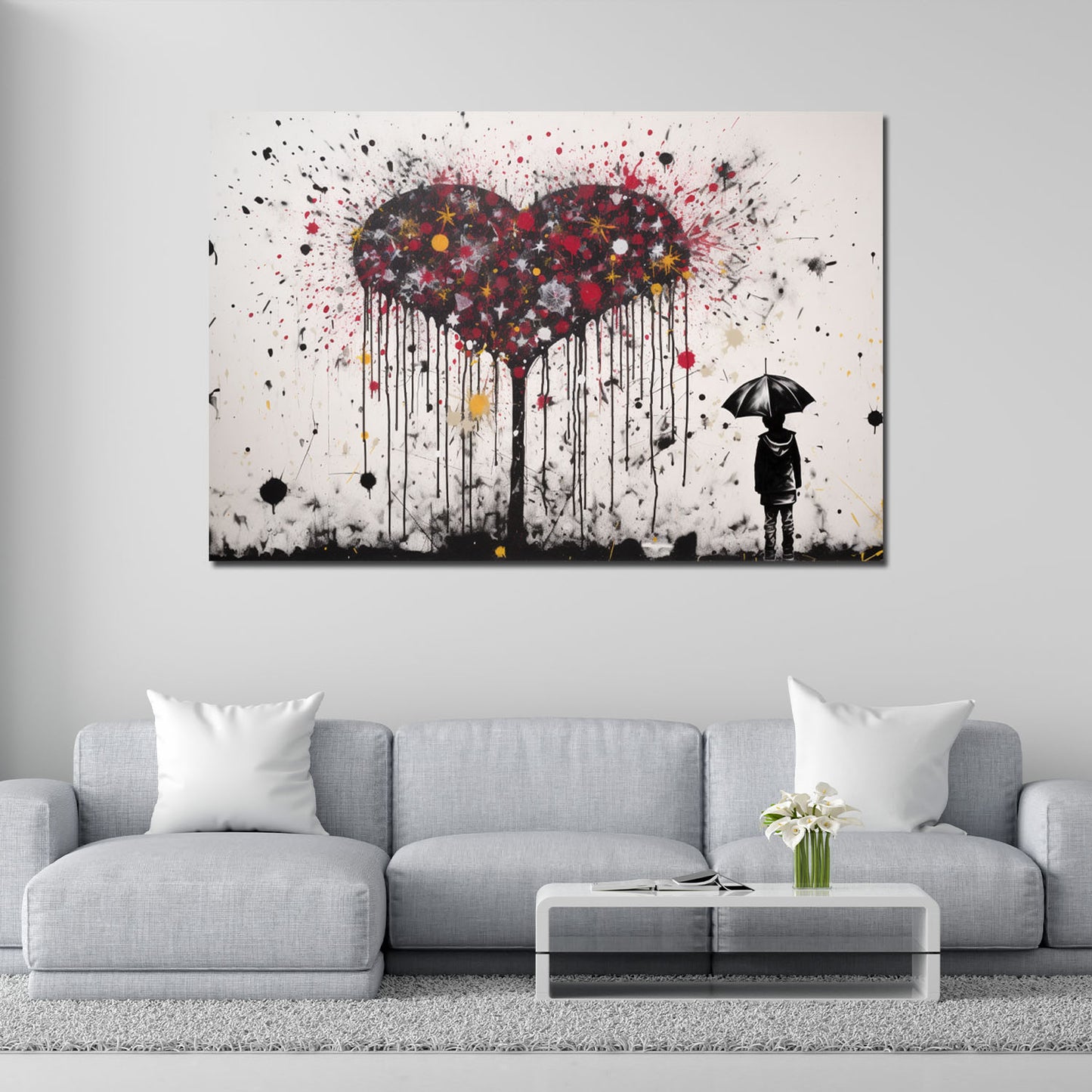 Wandbild Kunstwerk Herz Street Art Banksy Art