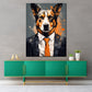 Wandbild Kunstwerk Hund im Anzug Pop Art Colour