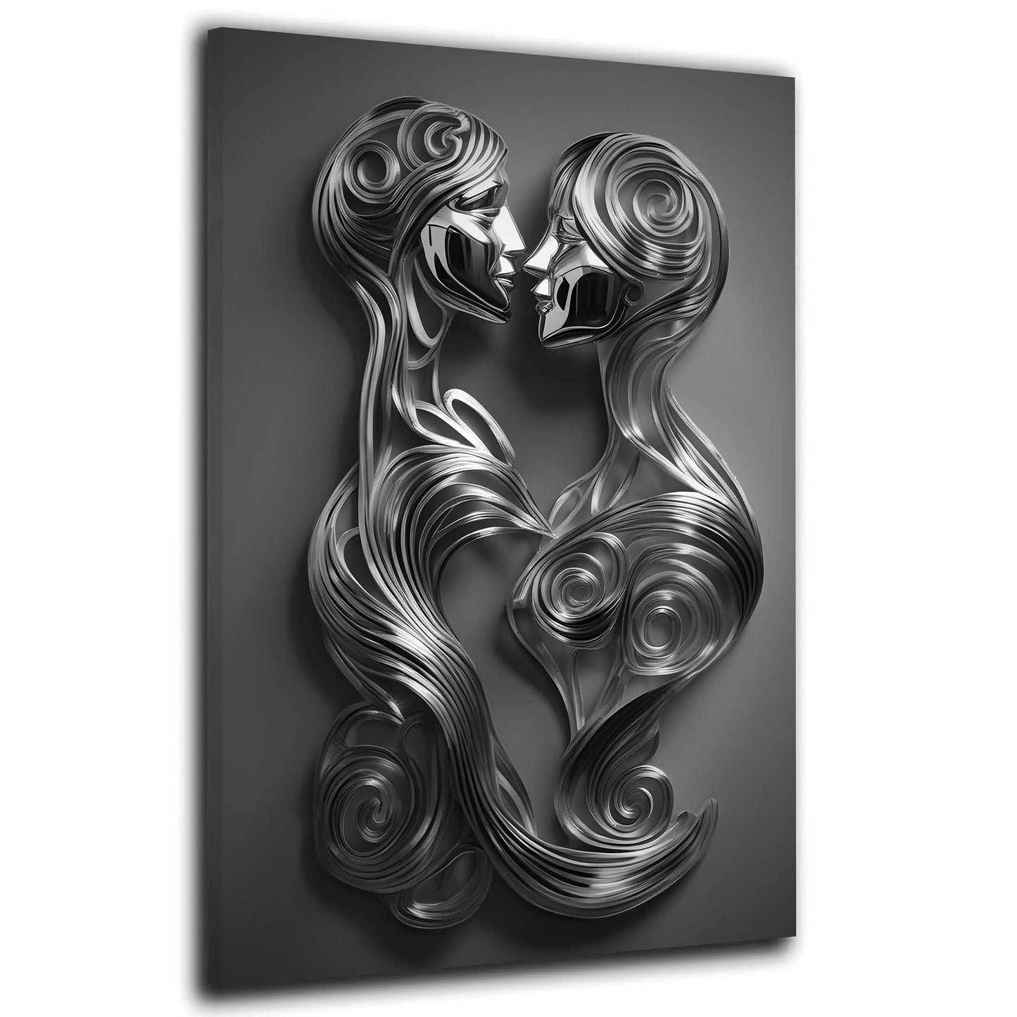 Wandbild Kunstwerk Kiss Silver Metallfiguren