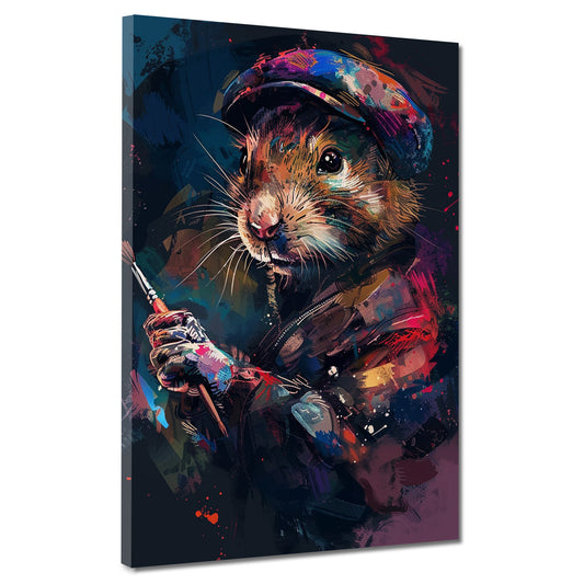 Wandbild Kunstwerk Künstler Hamster farbenfroh kreativ