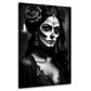 Wandbild Kunstwerk La Calavera Catrina im Spitzenkleid schwarz weiß