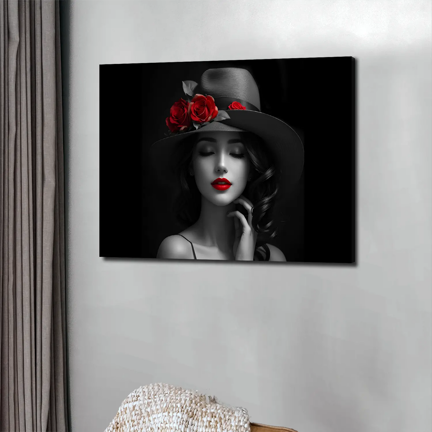 Wandbild Kunstwerk Lady Beautiful Red Lips