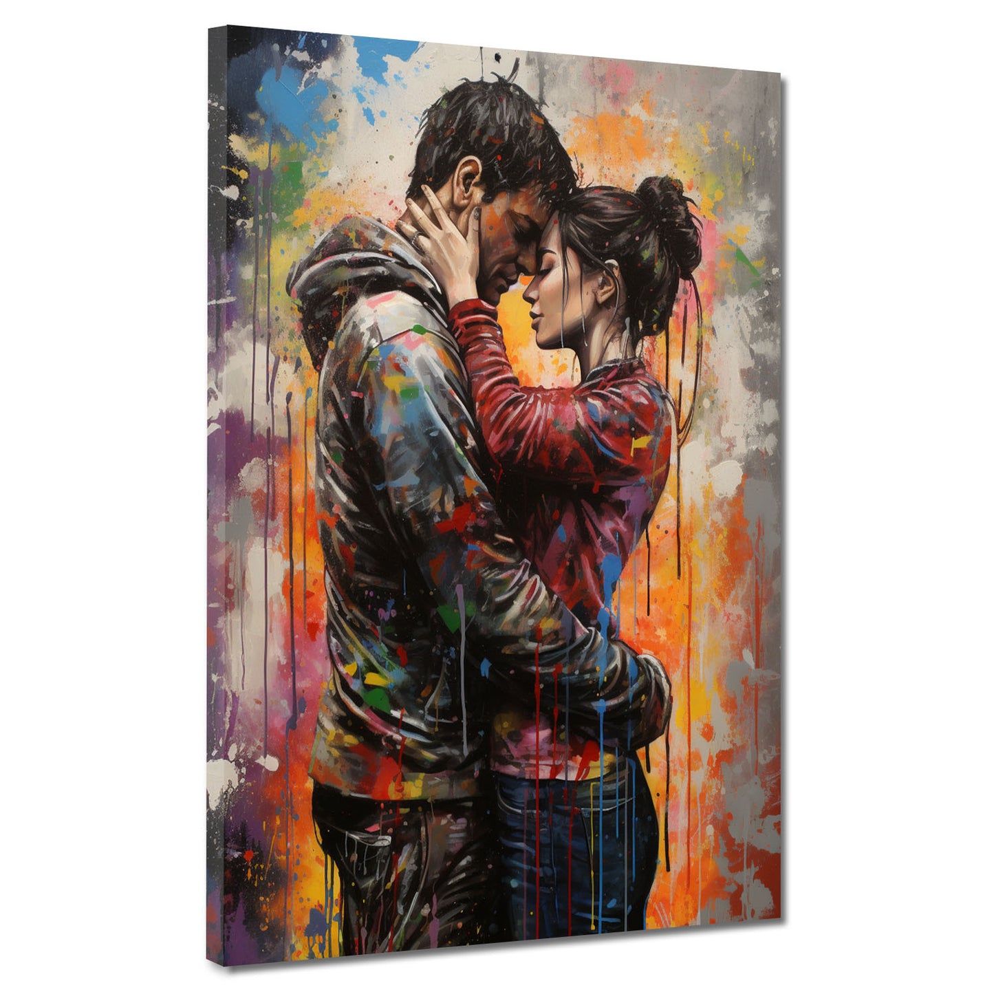 Wandbild Kunstwerk Liebespaar Colour Splatter Style