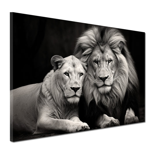 Wandbild Kunstwerk Löwen Beautiful Lions schwarz weiß