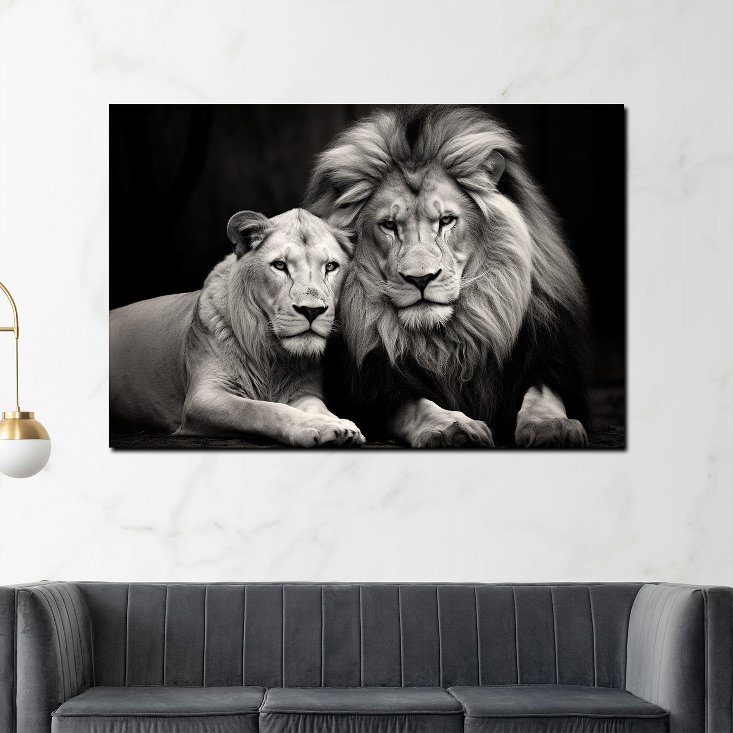 Wandbild Kunstwerk Löwen Beautiful Lions schwarz weiß