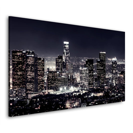 Wandbild Kunstwerk Los Angeles Skyline, USA, schwarz-weiß