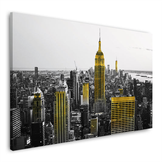 Wandbild Kunstwerk New York City USA Yellow Style schwarz weiß