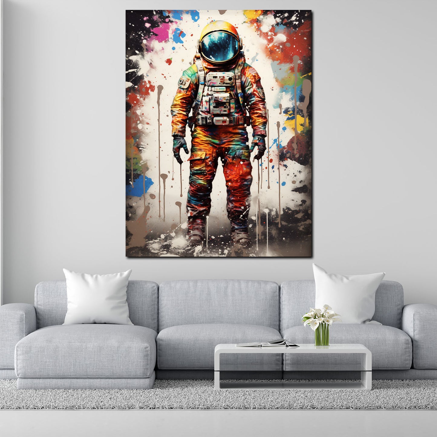 Wandbild Kunstwerk Pop Art Astronaut Abstract Style