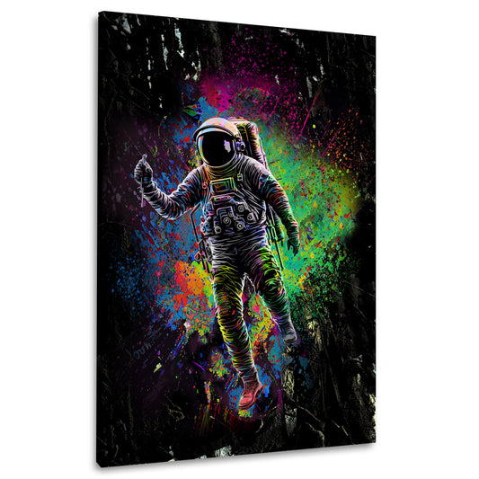 Wandbild Kunstwerk Pop Art Astronaut im Weltraum Dark