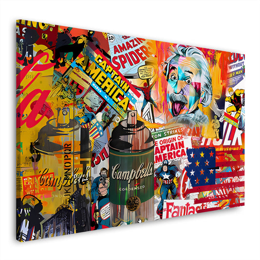 Wandbild Kunstwerk Pop Art Comic USA Graffiti und Helden