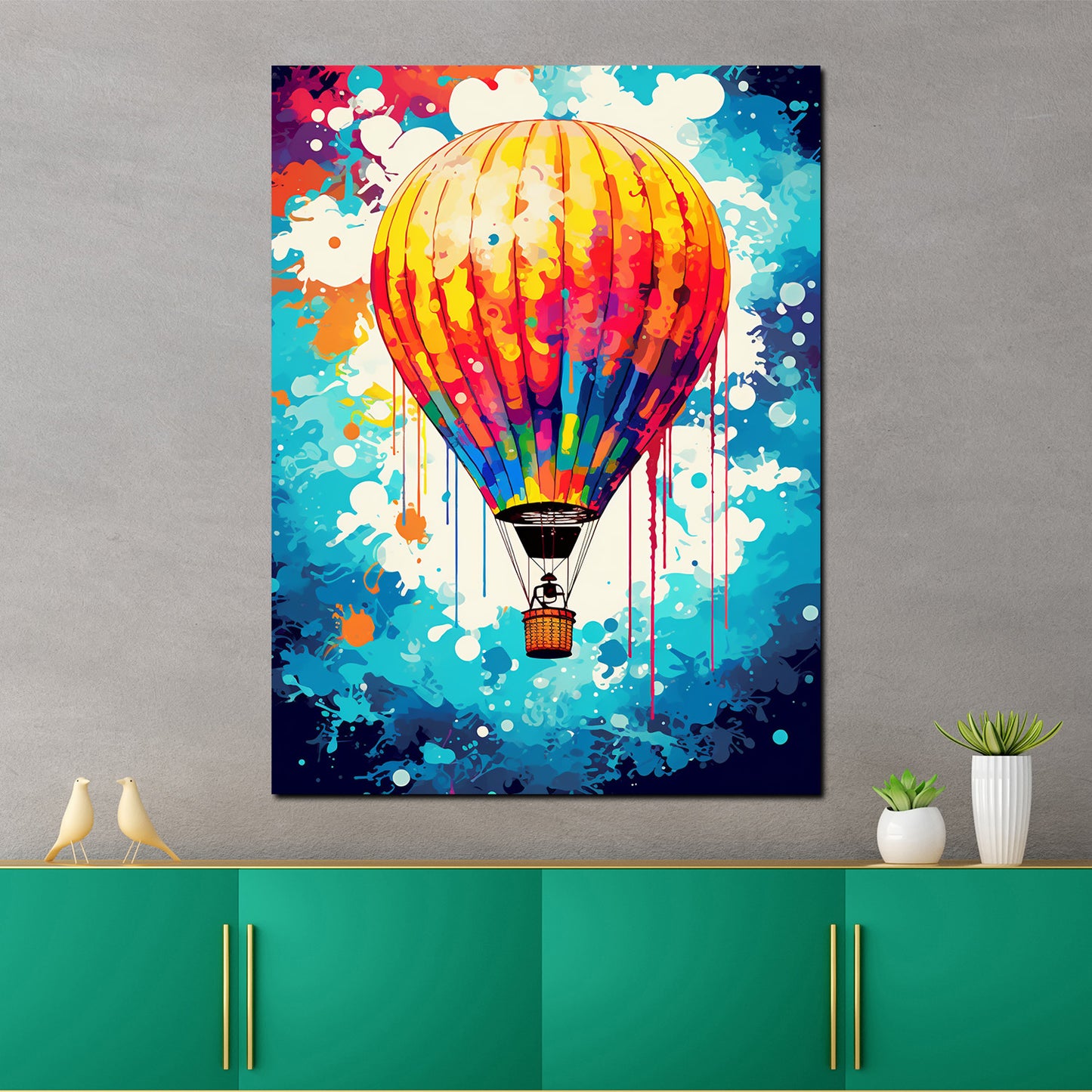 Wandbild Kunstwerk Pop Art Heißluftballon