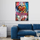 Wandbild Kunstwerk Pop Art Herz und Passion Schriftzug