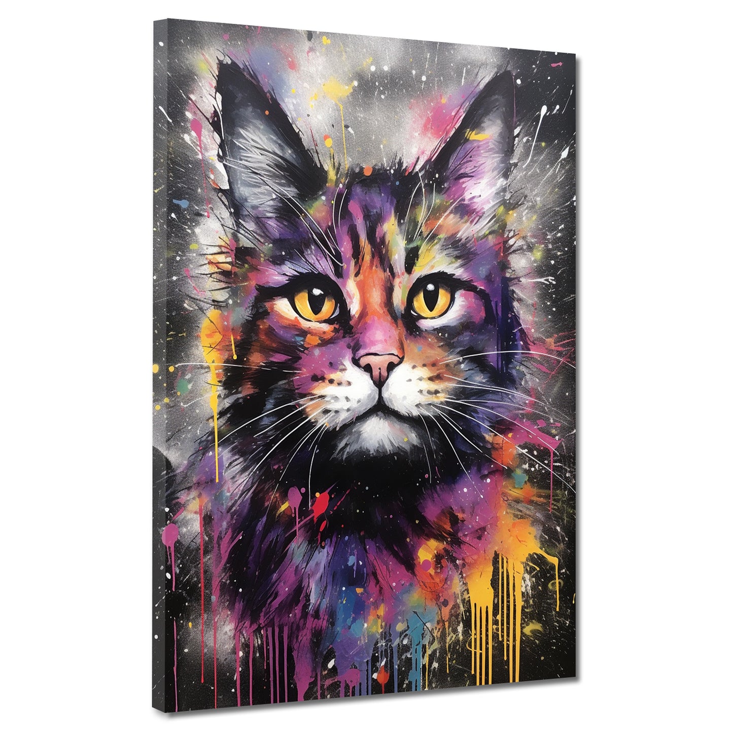 Wandbild Kunstwerk Pop Art Katze Splash