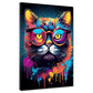 Wandbild Kunstwerk Pop Art Katze mit Brille Colour Splash