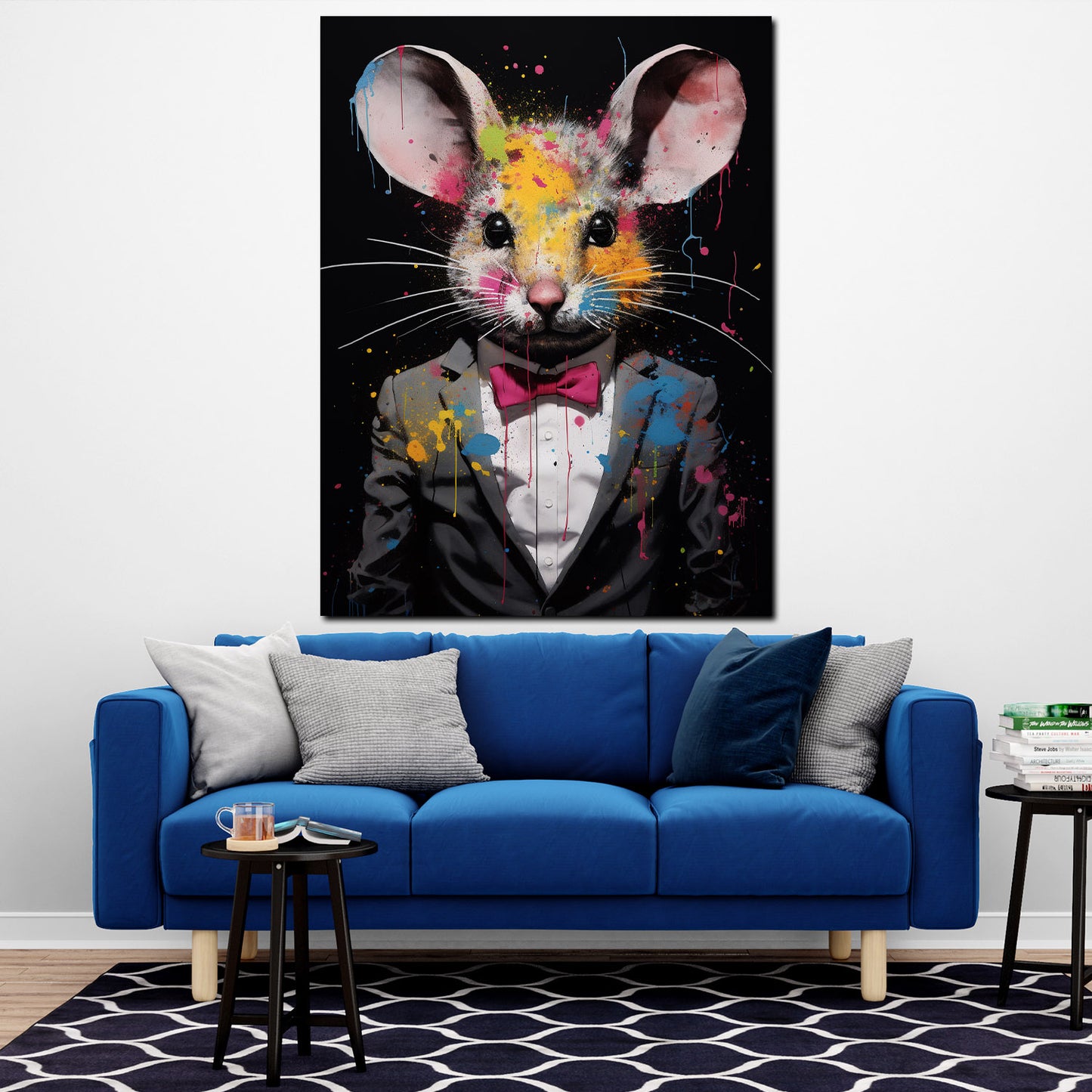 Wandbild Kunstwerk Pop Art Maus abstrakt im Anzug