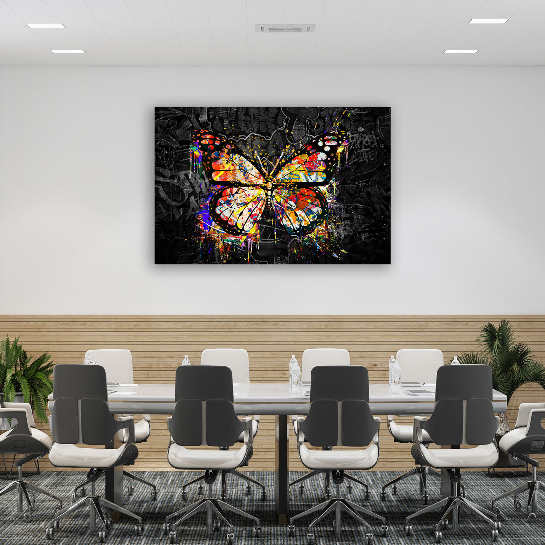 Wandbild Kunstwerk Pop Art Schmetterling Black Style